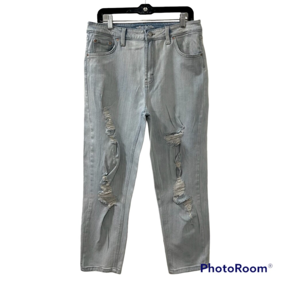Wild Fable Womens Blue Light Washed High Rise Distressed Mom Jeans Size 12